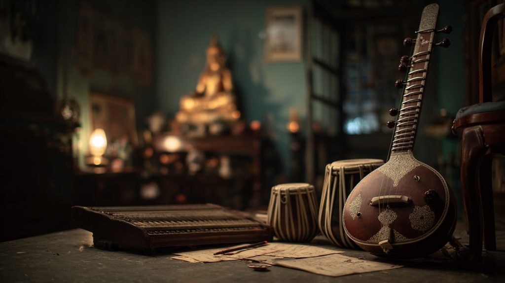 u9936381662 A moody cinematic photograph of a dimly lit music 374ffab8 01f3 4228 b04f 944984489cb1 2